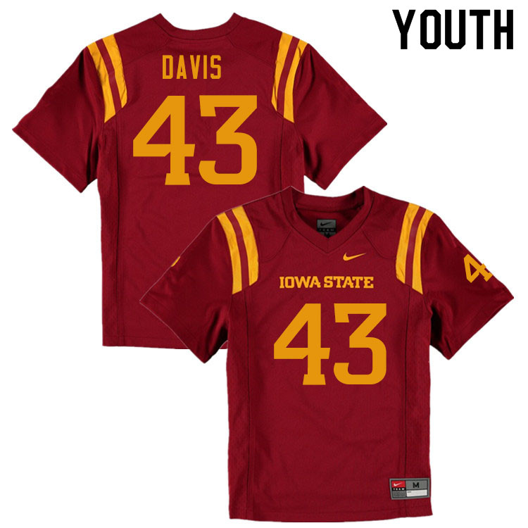 Iowa State Cyclones Youth #43 Dae'Shawn Davis Nike NCAA Authentic Cardinal College Stitched Football Jersey JO42P25IN